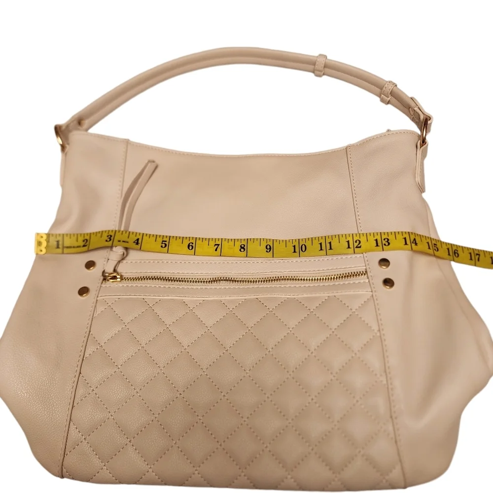 Quilted White Sand Hobo Bag